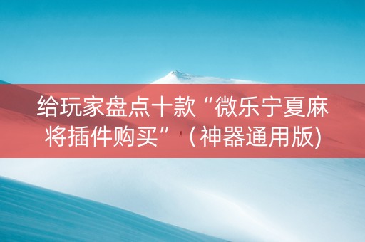 给玩家盘点十款“微乐宁夏麻将插件购买”（神器通用版)