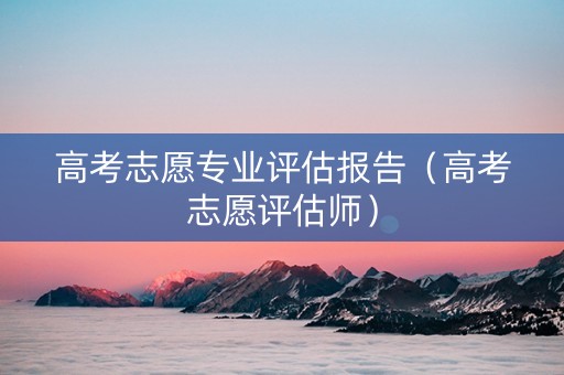 高考志愿专业评估报告（高考志愿评估师）