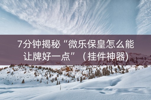 7分钟揭秘“微乐保皇怎么能让牌好一点”（挂件神器)