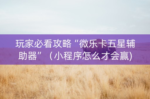 玩家必看攻略“微乐卡五星辅助器”（小程序怎么才会赢)