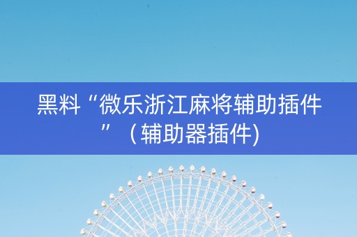 黑料“微乐浙江麻将辅助插件”（辅助器插件)