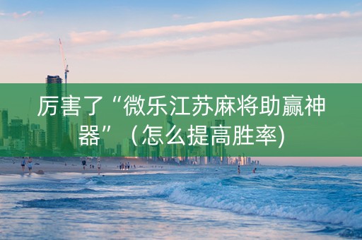 厉害了“微乐江苏麻将助赢神器”（怎么提高胜率)
