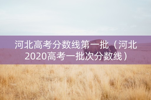 河北高考分数线第一批（河北2020高考一批次分数线）