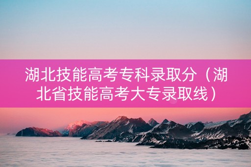 湖北技能高考专科录取分（湖北省技能高考大专录取线）