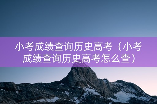 小考成绩查询历史高考（小考成绩查询历史高考怎么查）