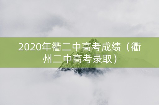 2020年衢二中高考成绩（衢州二中高考录取）