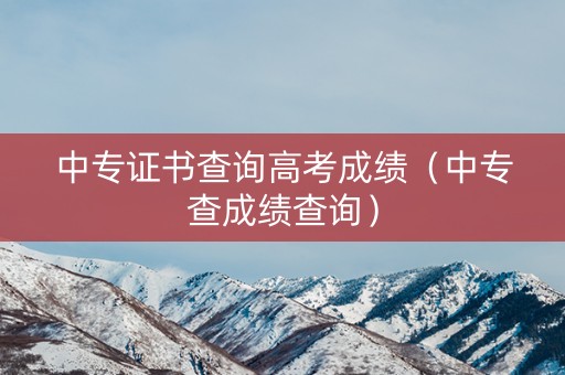 中专证书查询高考成绩（中专查成绩查询）