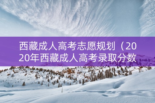 西藏成人高考志愿规划（2020年西藏成人高考录取分数线是多少）