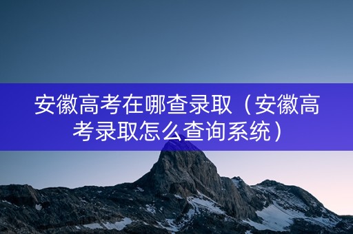 安徽高考在哪查录取（安徽高考录取怎么查询系统）