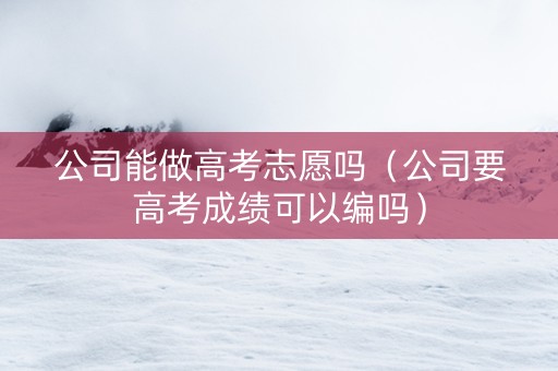 公司能做高考志愿吗（公司要高考成绩可以编吗）
