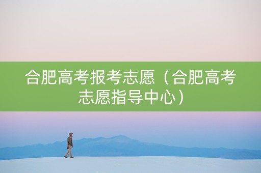 合肥高考报考志愿（合肥高考志愿指导中心）