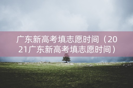 广东新高考填志愿时间（2021广东新高考填志愿时间）
