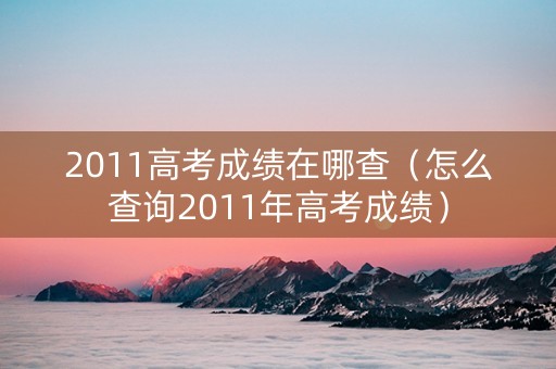2011高考成绩在哪查（怎么查询2011年高考成绩）