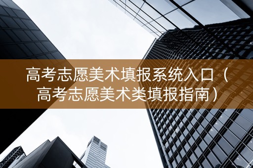 高考志愿美术填报系统入口（高考志愿美术类填报指南）