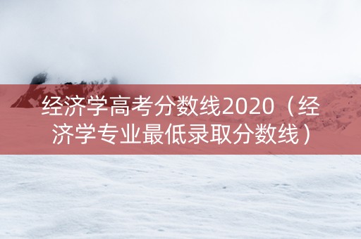 经济学高考分数线2020（经济学专业最低录取分数线）