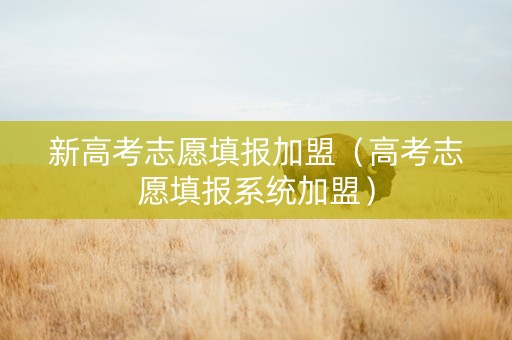 新高考志愿填报加盟（高考志愿填报系统加盟）
