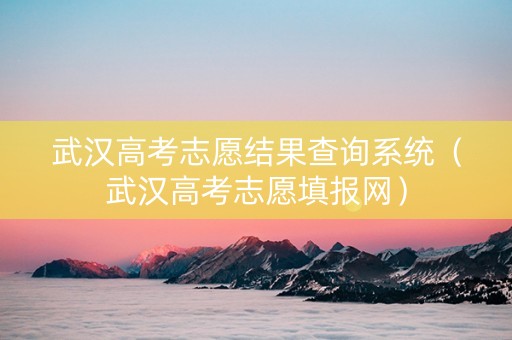 武汉高考志愿结果查询系统（武汉高考志愿填报网）