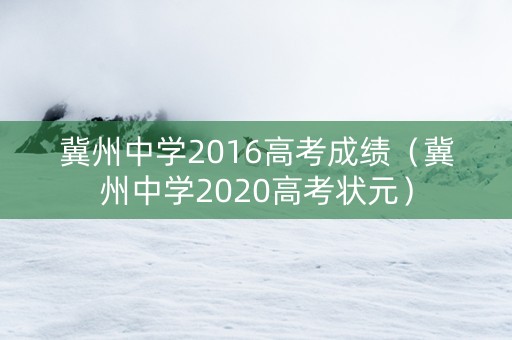 冀州中学2016高考成绩（冀州中学2020高考状元）