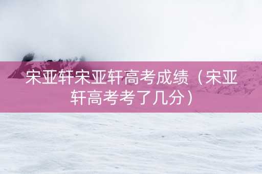 宋亚轩宋亚轩高考成绩（宋亚轩高考考了几分）