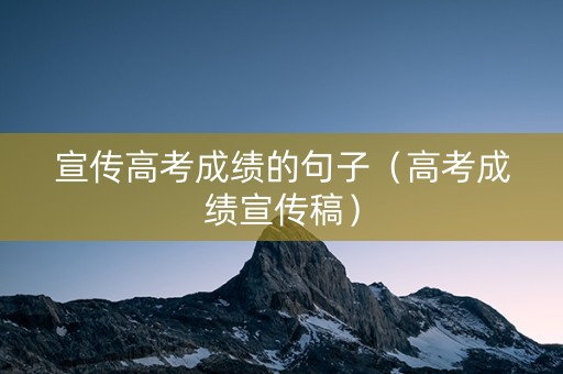 宣传高考成绩的句子（高考成绩宣传稿）