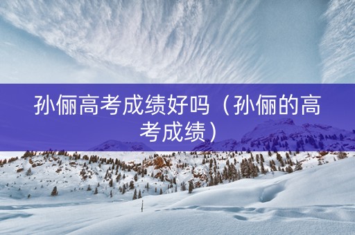 孙俪高考成绩好吗（孙俪的高考成绩）
