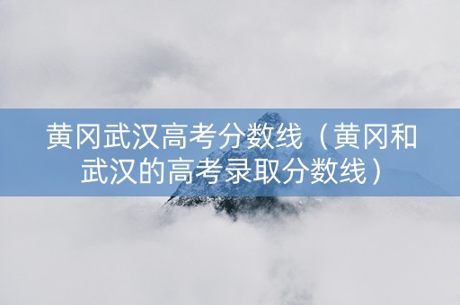 黄冈武汉高考分数线（黄冈和武汉的高考录取分数线）