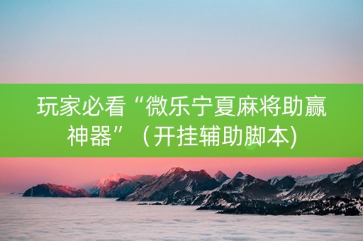 玩家必看“微乐宁夏麻将助赢神器”（开挂辅助脚本)