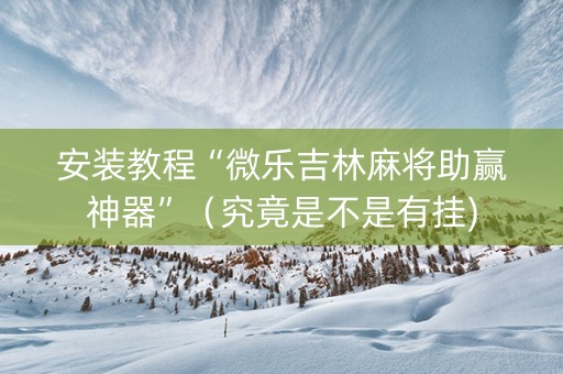 安装教程“微乐吉林麻将助赢神器”（究竟是不是有挂)