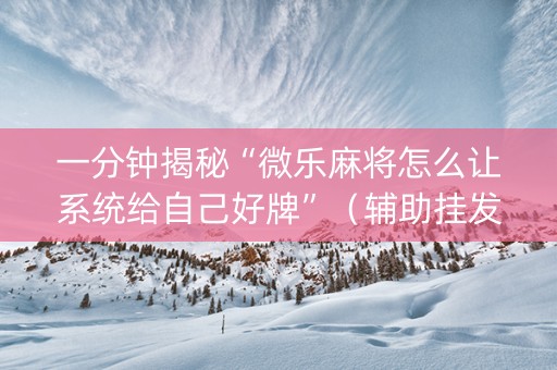 一分钟揭秘“微乐麻将怎么让系统给自己好牌”（辅助挂发牌规律)