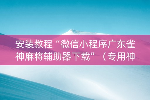 安装教程“微信小程序广东雀神麻将辅助器下载”（专用神器)