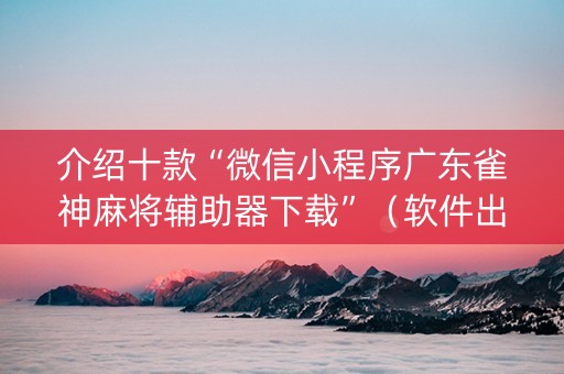 介绍十款“微信小程序广东雀神麻将辅助器下载”（软件出售)