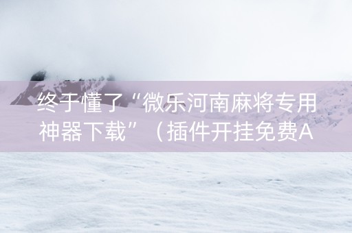 终于懂了“微乐河南麻将专用神器下载”（插件开挂免费AI)