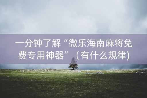 一分钟了解“微乐海南麻将免费专用神器”（有什么规律)