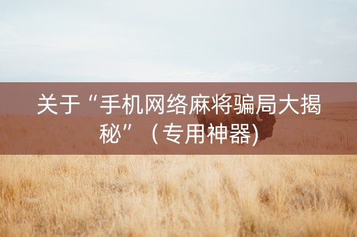 关于“手机网络麻将骗局大揭秘”（专用神器)