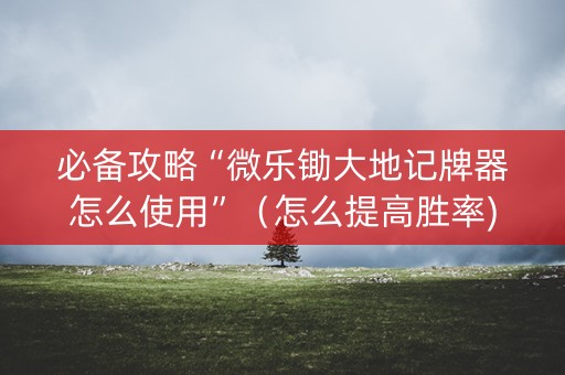 必备攻略“微乐锄大地记牌器怎么使用”（怎么提高胜率)