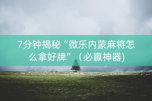 7分钟揭秘“微乐内蒙麻将怎么拿好牌”（必赢神器)