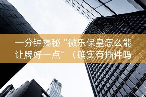 一分钟揭秘“微乐保皇怎么能让牌好一点”（确实有插件吗)