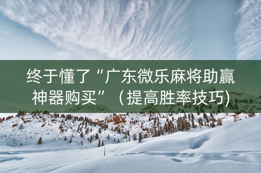 终于懂了“广东微乐麻将助赢神器购买”（提高胜率技巧)