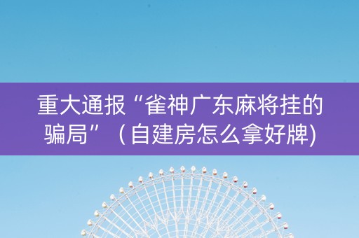 重大通报“雀神广东麻将挂的骗局”（自建房怎么拿好牌)