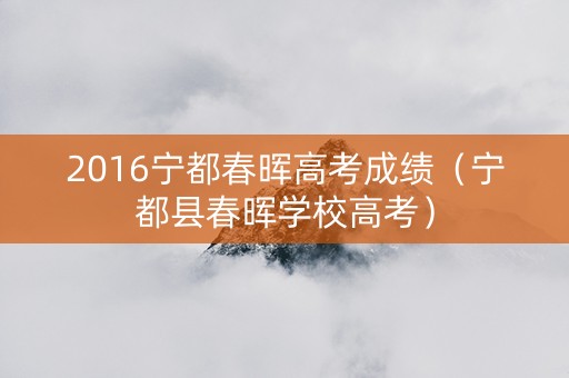 2016宁都春晖高考成绩（宁都县春晖学校高考）