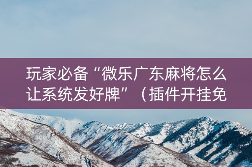 玩家必备“微乐广东麻将怎么让系统发好牌”（插件开挂免费AI)