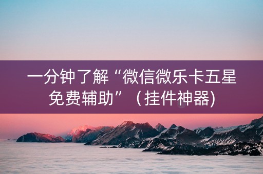 一分钟了解“微信微乐卡五星免费辅助”（挂件神器)