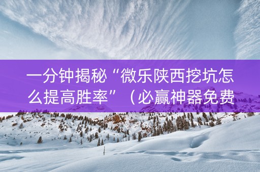 一分钟揭秘“微乐陕西挖坑怎么提高胜率”（必赢神器免费安装)