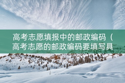 高考志愿填报中的邮政编码（高考志愿的邮政编码要填写具体的县镇吗）