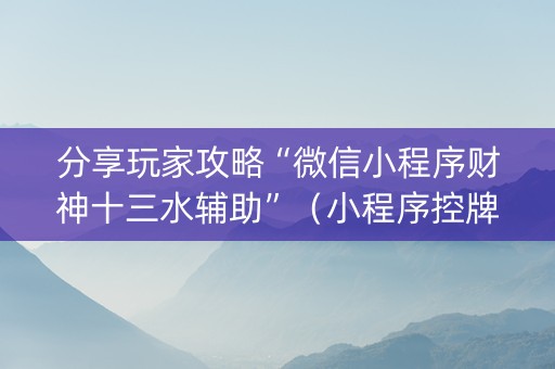 分享玩家攻略“微信小程序财神十三水辅助”（小程序控牌器)