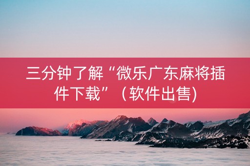 三分钟了解“微乐广东麻将插件下载”（软件出售)