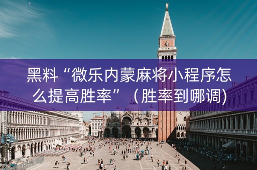 黑料“微乐内蒙麻将小程序怎么提高胜率”（胜率到哪调)
