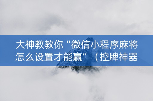 大神教教你“微信小程序麻将怎么设置才能赢”（控牌神器)