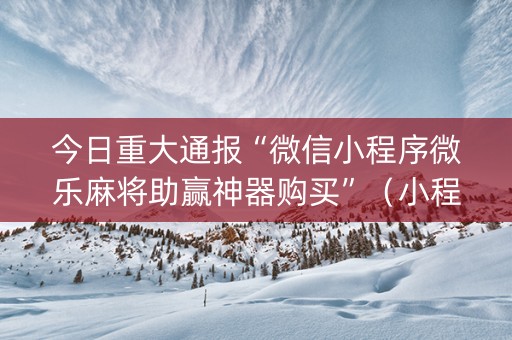 今日重大通报“微信小程序微乐麻将助赢神器购买”（小程序怎么才会赢)