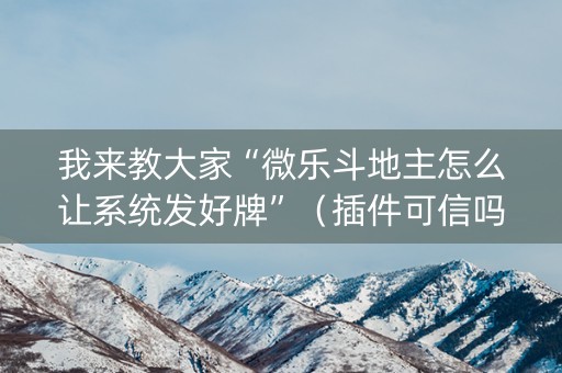 我来教大家“微乐斗地主怎么让系统发好牌”（插件可信吗)